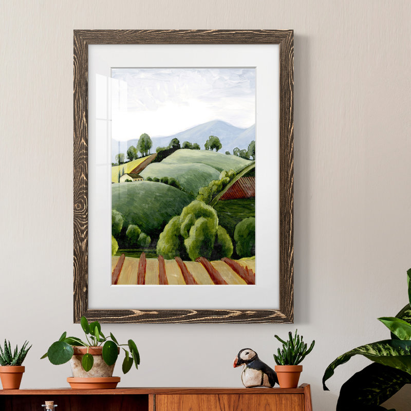 Tuscan Valley S croquis I encadré mat - prêt à accrocher, H 43,5 po x l 31,5 po x P 1 po, Cadre noyer