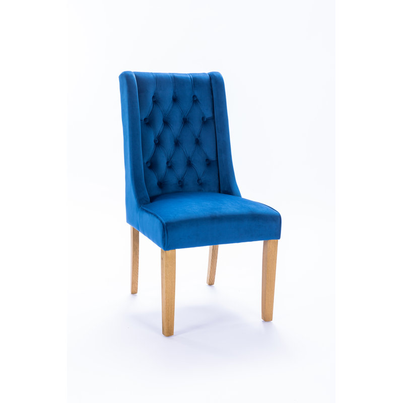Mairead 48cm H Tufted Velvet Upholstered Wing Back Side Chair, Royal Blue