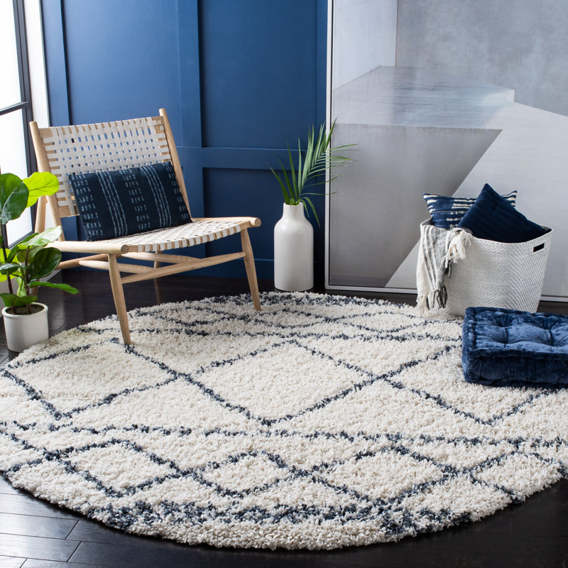 Tapis à poils longs 400 po Gillen, Rond 6 pi 7 po