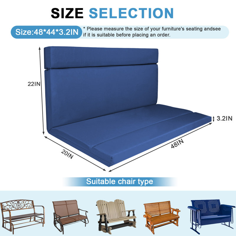 48-Inch Outdoor Loveseat Cushions, With Removable Covers And High-Resilience Foam, Blue 