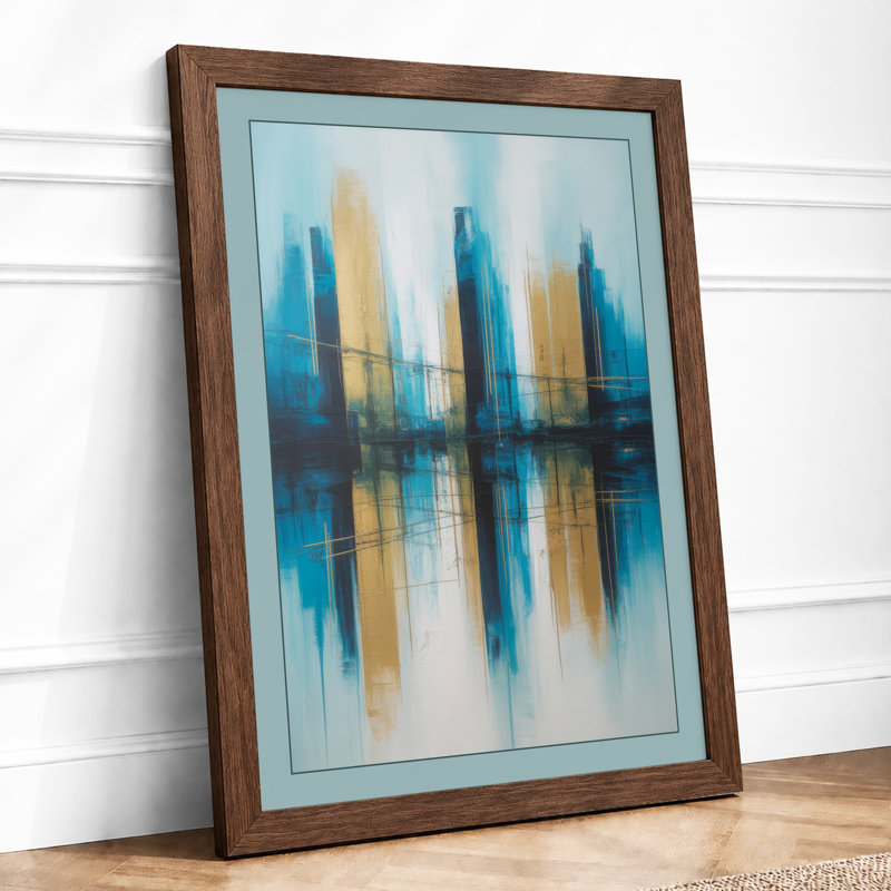 City Through Haze Modern - Framed Print, A1 - 84.1 x 59.4 cm, Walnut
