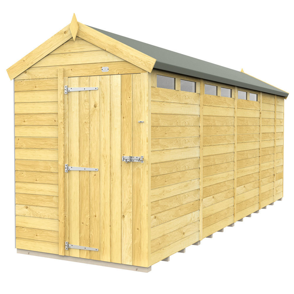 5ft x 17ft Apex Security Shed - Single Door