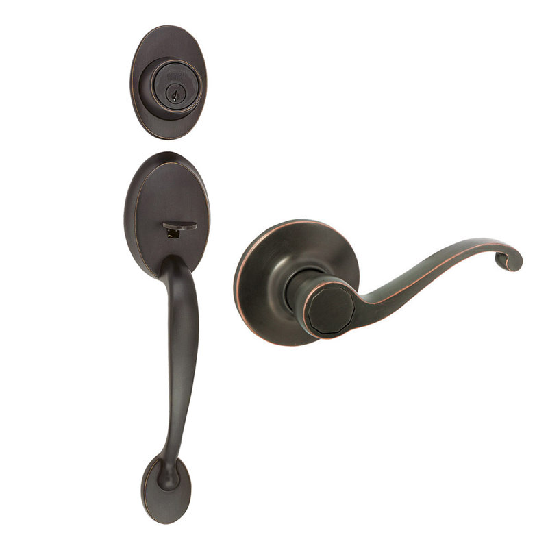 Ensemble de poignées avec pêne dormant, levier de porte et rosette Coventry, Bronze huilé, Loquet à double verrouillage