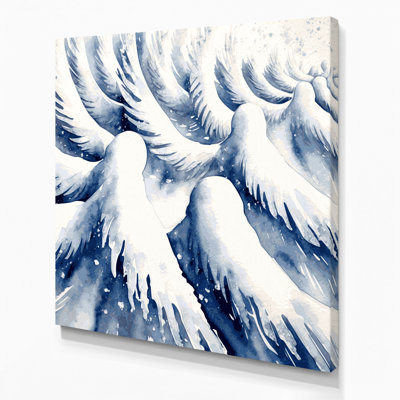 «Christmas Snow», art mural sur toile bleue