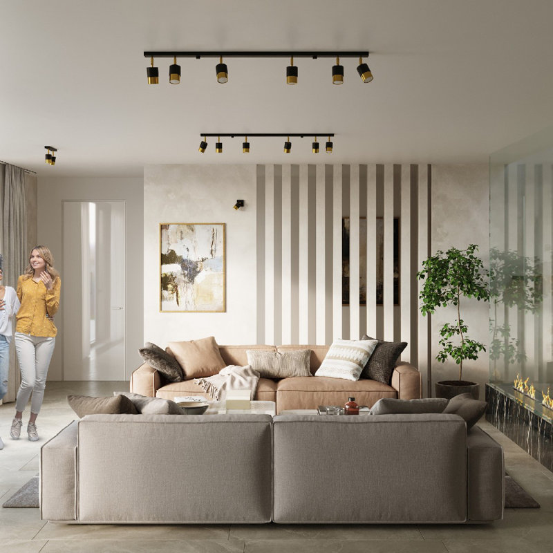 Flush Mount, Czarny/Zloty