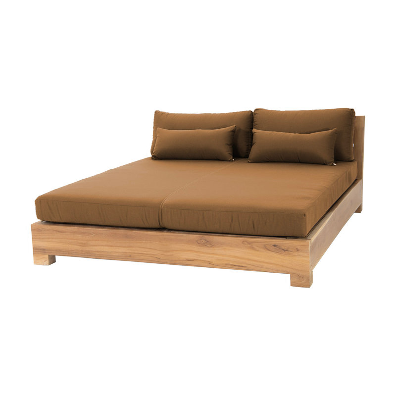 Monterey Teak Outdoor Daybed Lounger, Camel