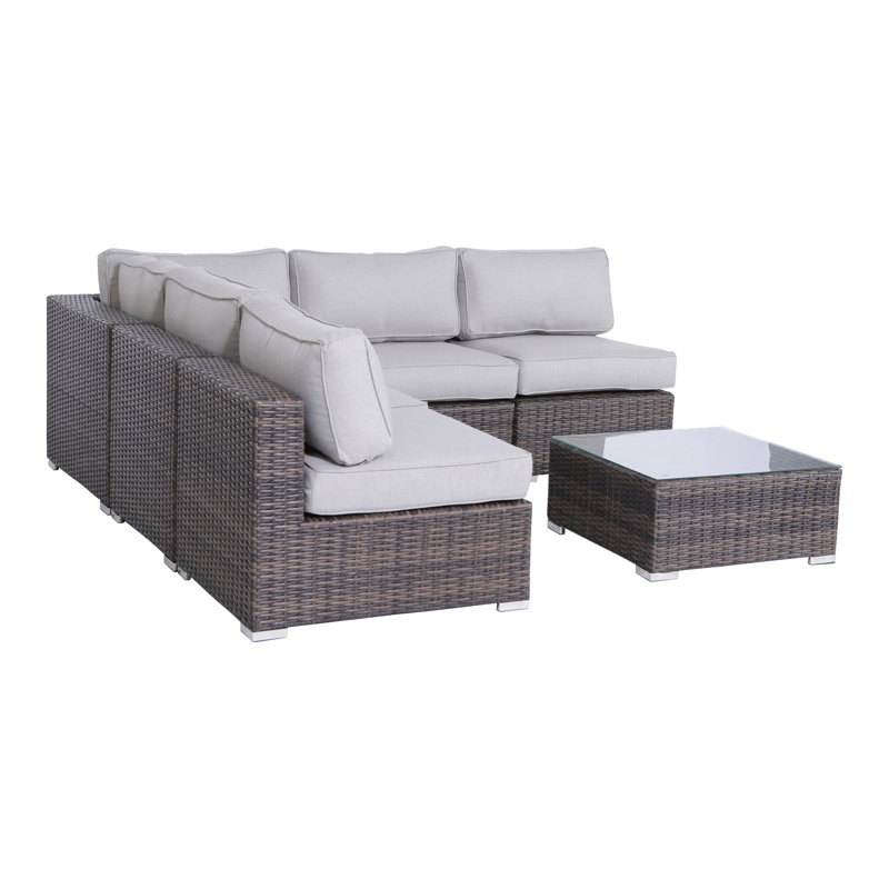 Wicker Fully Assembled 4 - Person Seating Group with Cushions