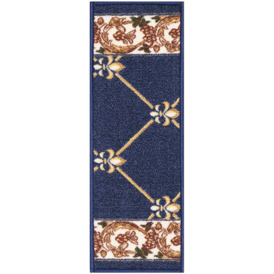 Antidérapant, non adhésif, durable, résistant aux taches, lavable 8,5 po x 26 po Tapis d'escalier pour améliorer la sécurité, protéger les escaliers et réduire le bruit, design français fleur de lis, ensemble de 13