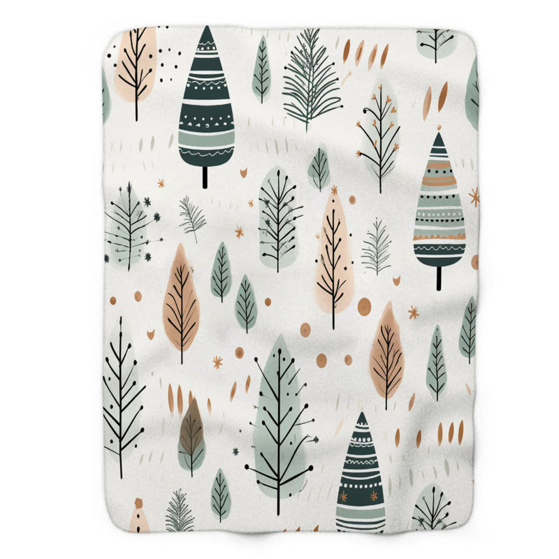 Scandinavian Winter Patterns - 1 Piece Premium Sherpa Blanket, Twin