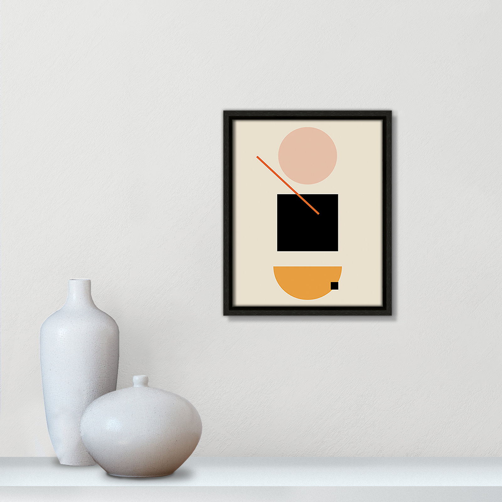 Simple Shapes Print, Espresso Framed, 11.5" H x 9.5" W x 2" D