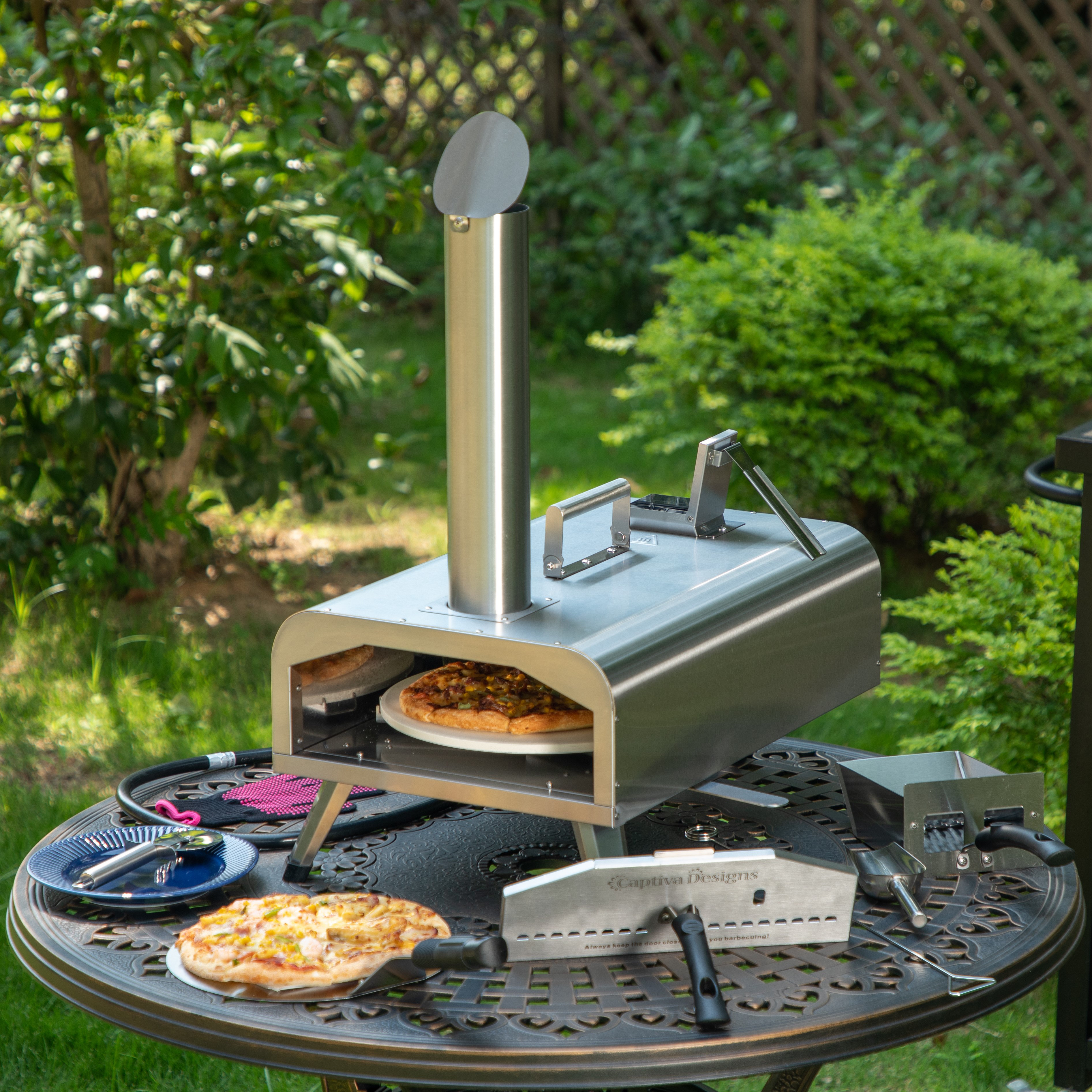 Outdoor Pizza Oven Portable Stainless Steel Wood Pellet Pizza Grill Outside  Backyard Camping Party Household Kitchen Roaster