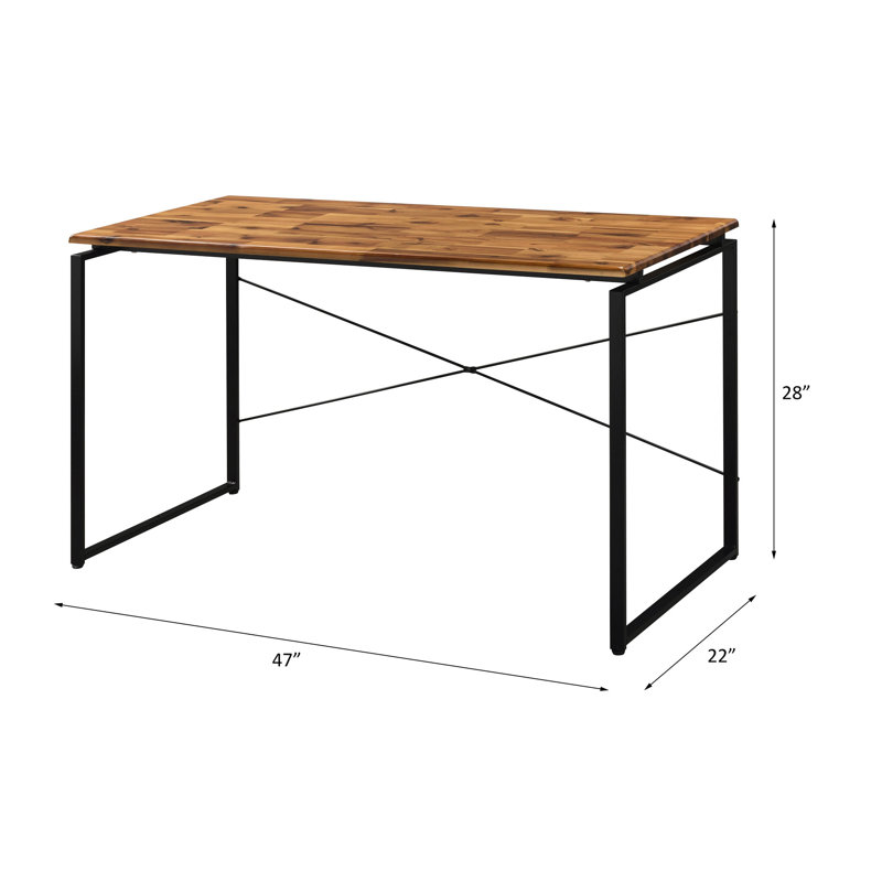 Bureau d'écriture avec structure en métal et finition chêne de style industriel pour le bureau à domicile, l 47 po de largeur, 22 po de profondeur, 28 po de hauteur, 1 bureau