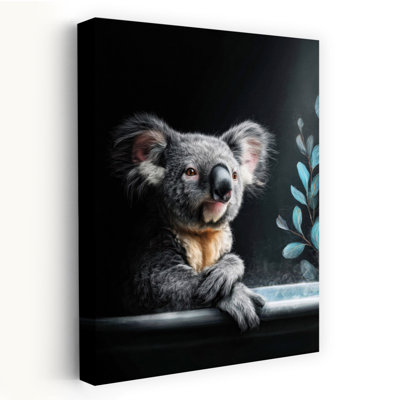 Koala In Bathtube 1 Piece Wrapped Canvas Wall Art
