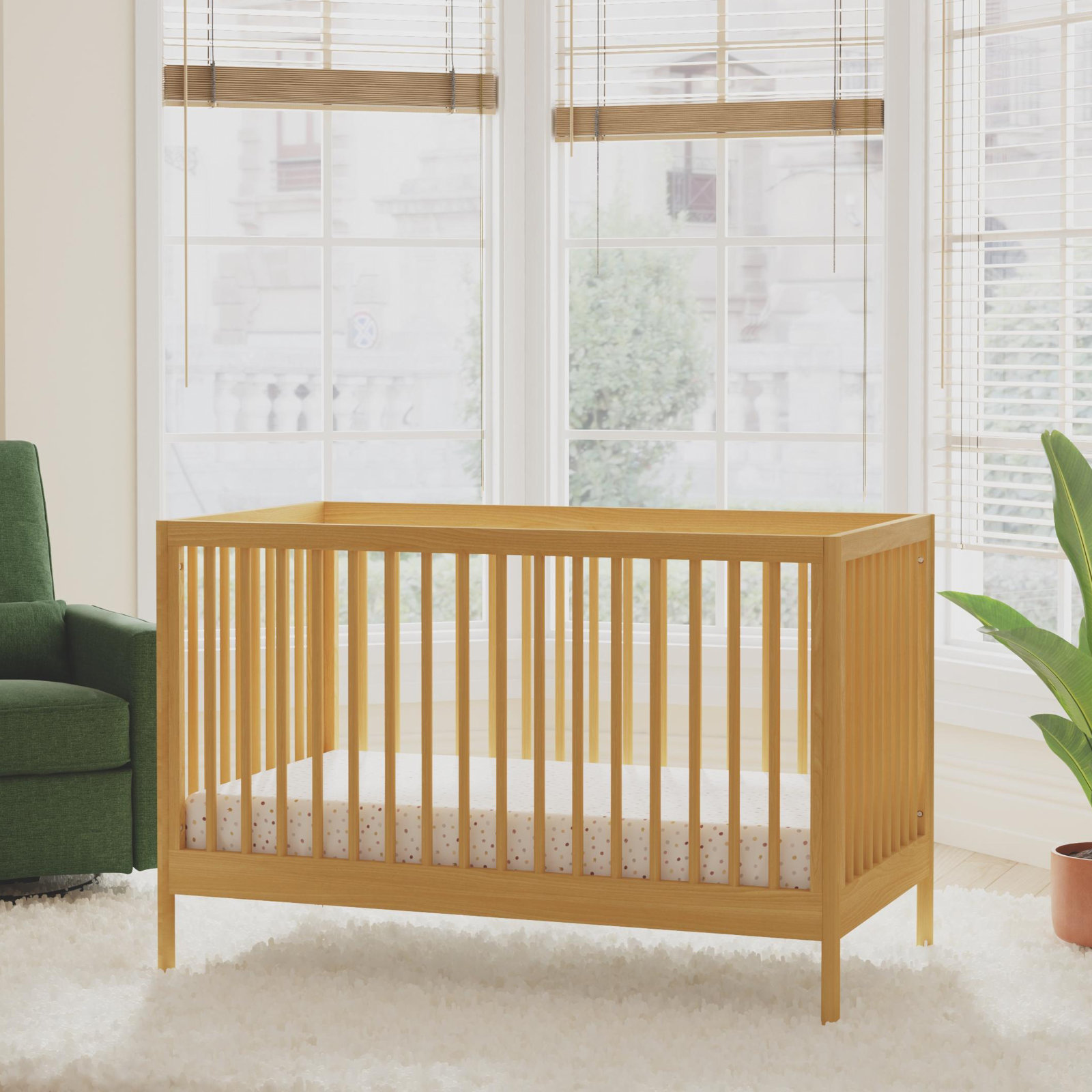 Birdie Pine 3-in-1 Convertible Crib, Honey