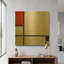 «Composition No. I, with Red and Black, 1929» par Piet Mondrian, art mural en métal doré, 24 po x 24 po-133656015