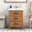 Meuble-lavabo de salle de bain avec lavabo en céramique, meuble de rangement moderne avec 3 tiroirs, meuble-lavabo autoportant avec lavabo simple
