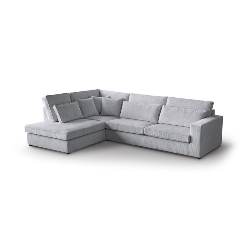 Preslea 6 Seater Sofa & Chaise, Light Grey, Left Hand Facing