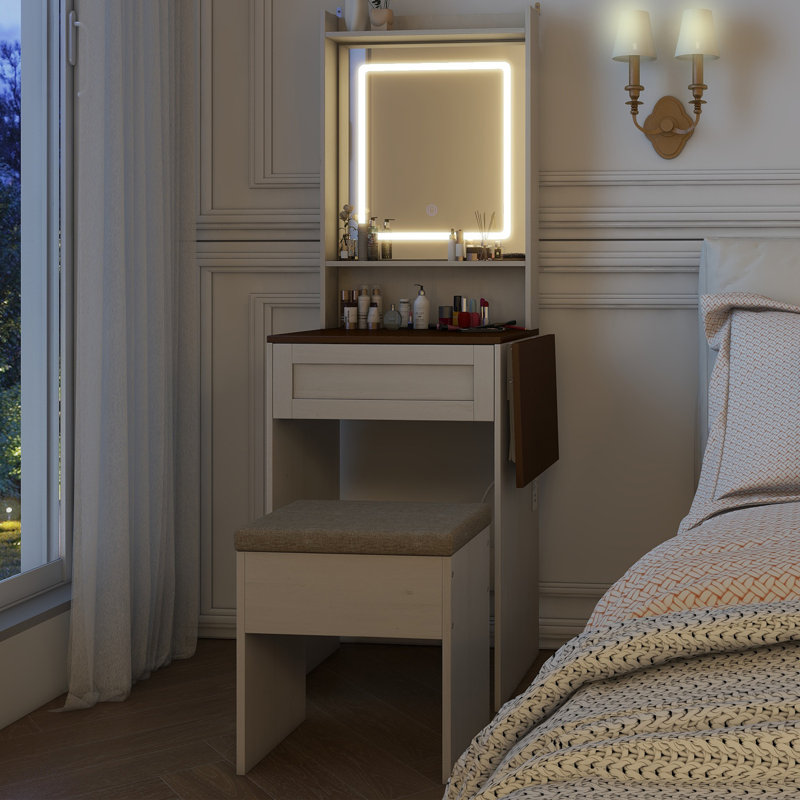 Petit bureau de coiffeuse avec miroir et lumières