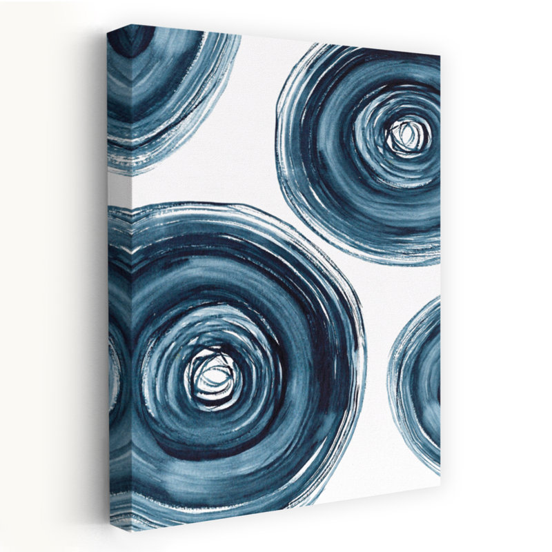 Marine, cercles abstraits, art mural contemporain élégant, 18" H x 12" W