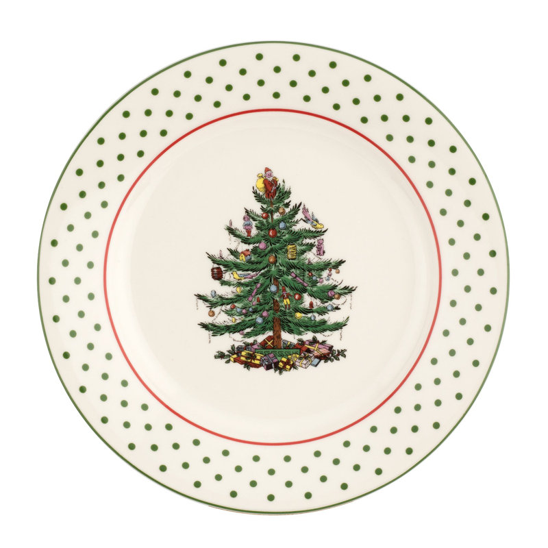Spode Christmas Tree Polka Dot Dessert Plates