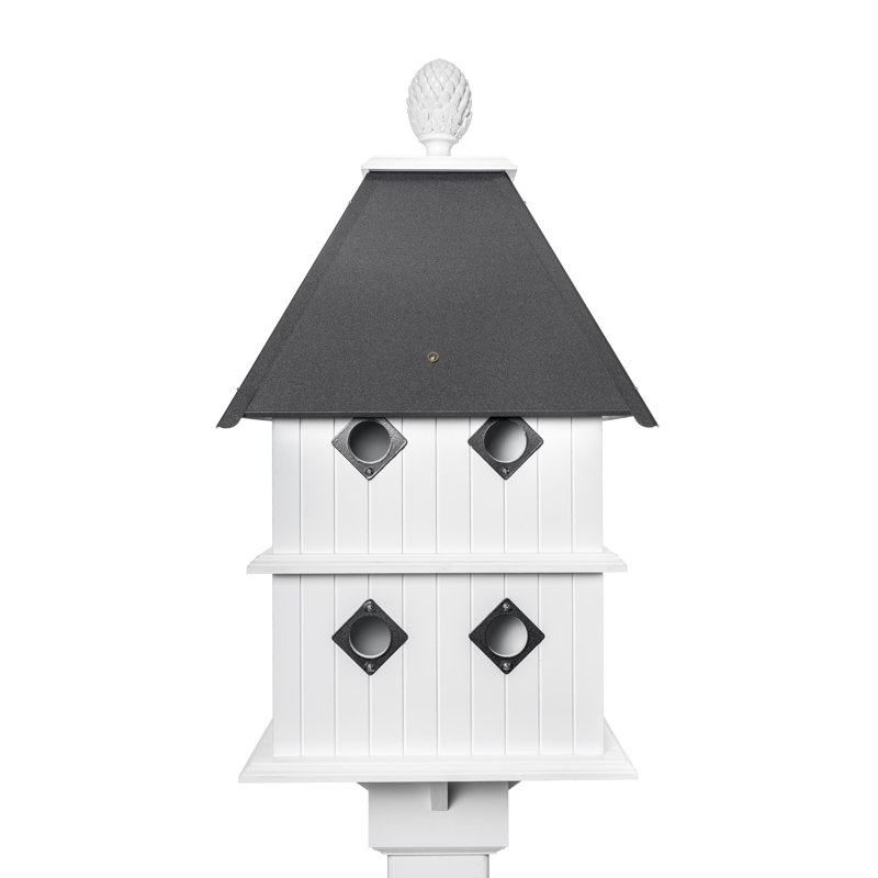 Doerun 31.25'' H x 15.25'' W x 15.25'' D Post Water Resistant Birdhouse, Gray