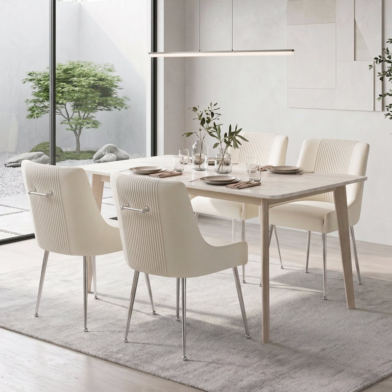 Chaise d'appoint recouverte de velours, Beige