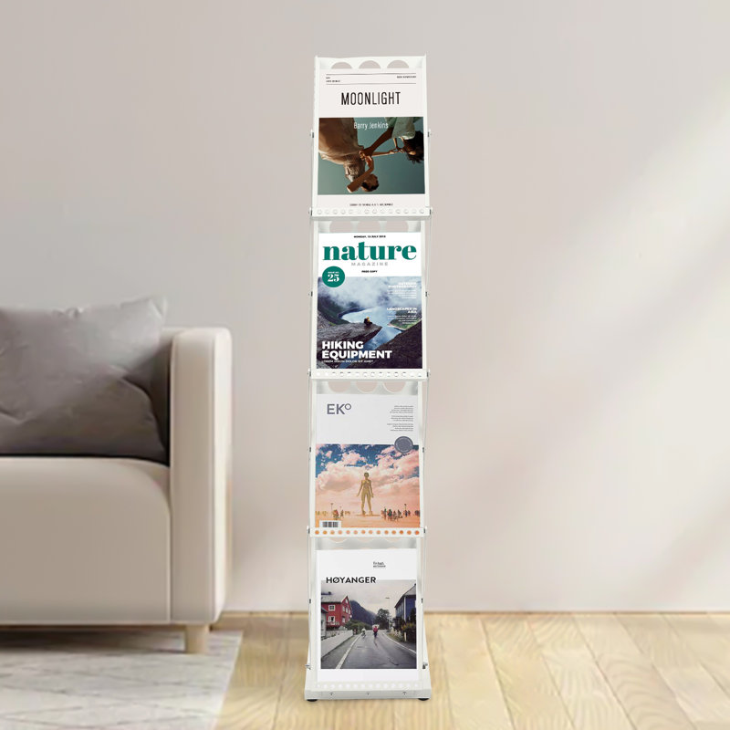 Bleddyn 4-tier  Metal Free Standing Magazine Rack, White