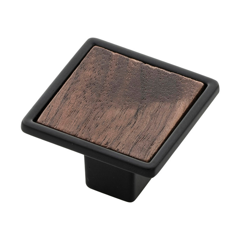 Fuse Square Knob, Matte Black with Walnut, MB with Brown