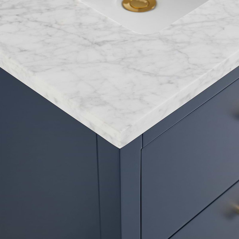 Iconic 30" Freestanding Standard Single Bathroom Vanity with Top, Navy, Gold