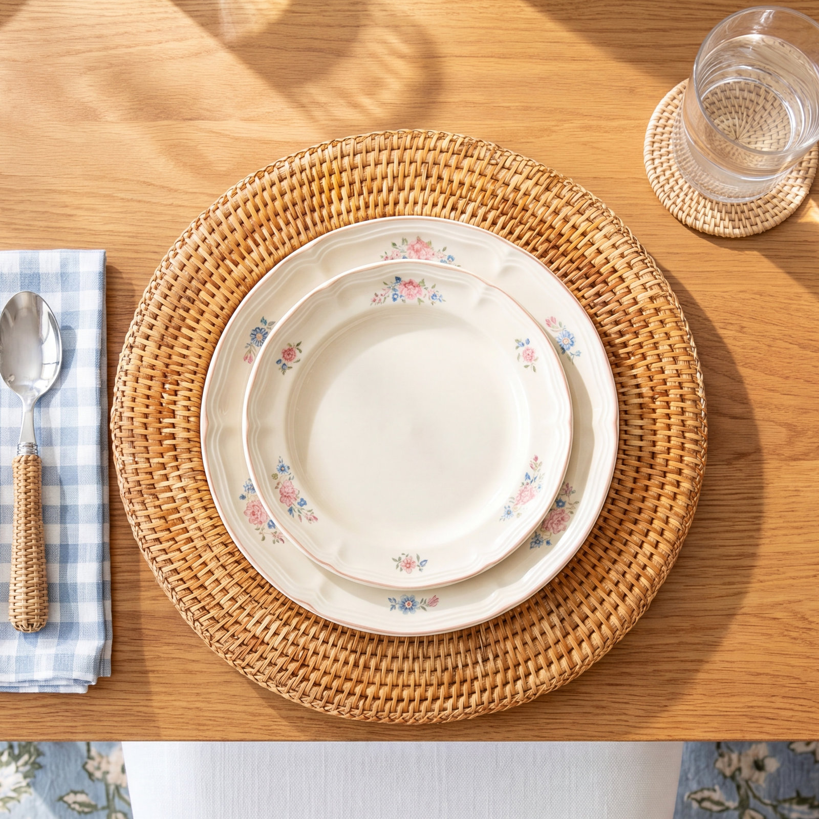 Venezia Rattan Charger, Honey Brown