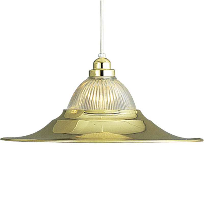 Attar 1-Light Indoor Polished Brass Single Pendant with Clear Ribbed Glass Bowl Shade, Polished Brass