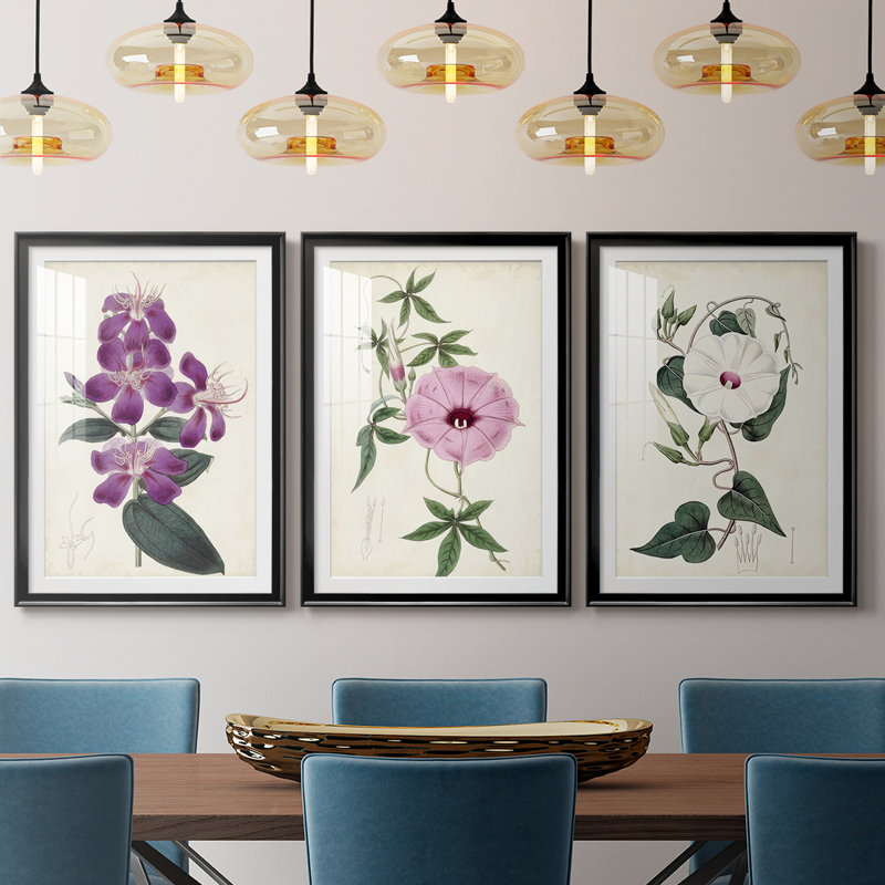 Garden Gems IV - encadré sur mesure de qualité supérieure avec mat - 3 pièces, Noir, H 19 po x l 27 po
