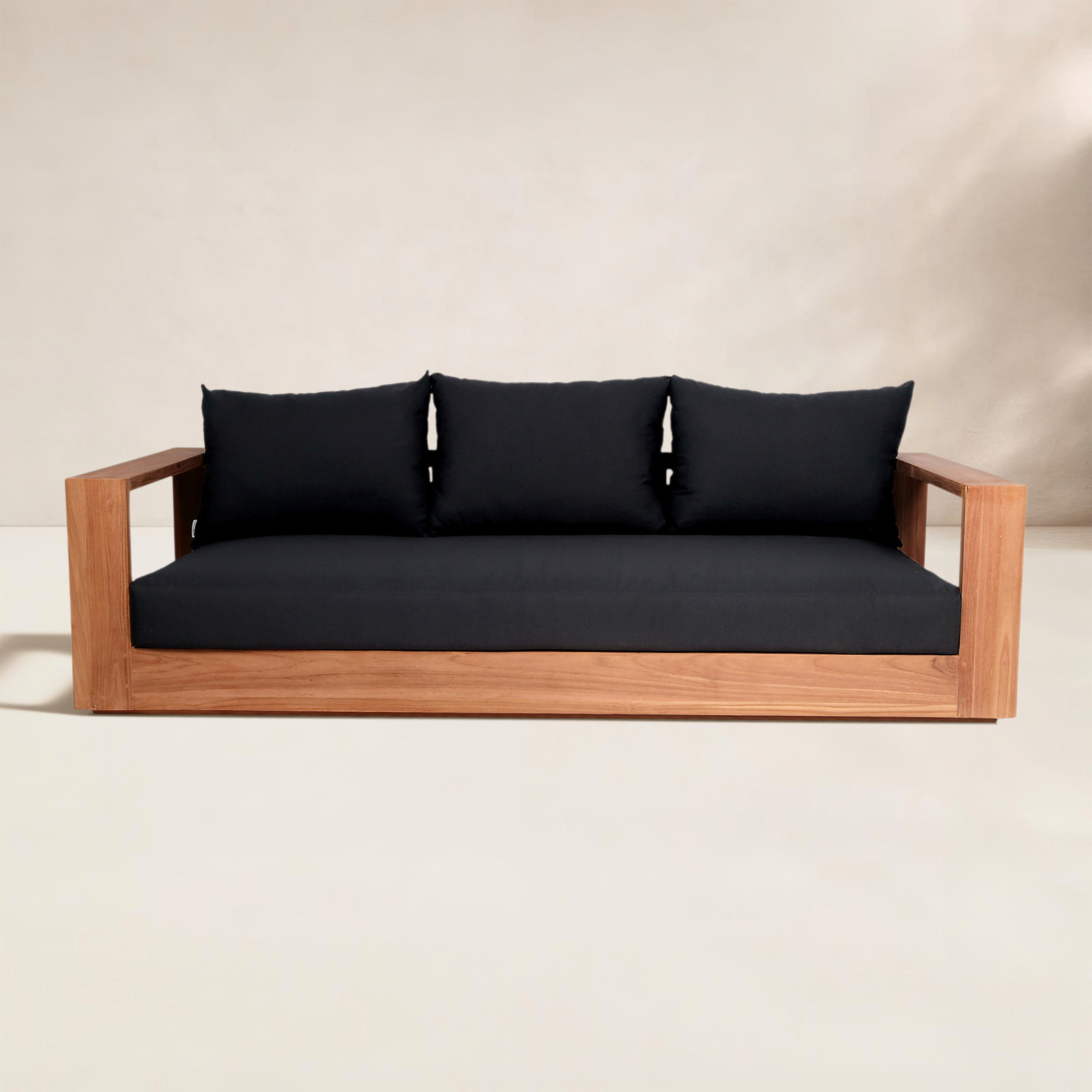 Tulum 87" Teak Patio Sofa, Black
