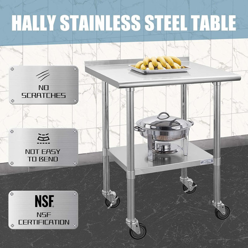 Table en acier inoxydable pour la préparation et le travail 24 ...