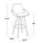 Tabouret de bar 29 po à hauteur fixe avec pivot en bambou et similicuir gris avec repose-pieds rond en métal noir-237536206