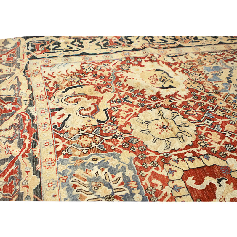 Hand Knotted Cotton Area Rug in Red And Black