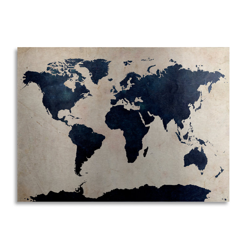 « world map-marine », impression sur métal