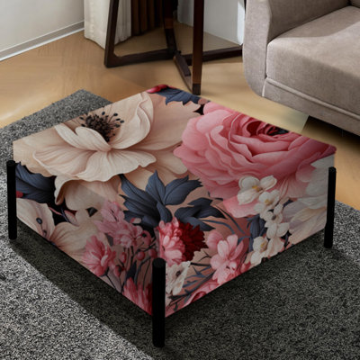 Motif floral rose à transe romantique - grand repose-pieds carré floral