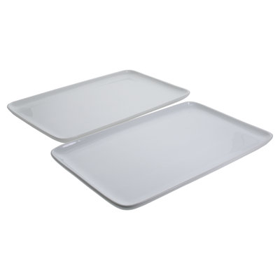 2-Piece, Vail Rectangular Platter Set, Rectangular Platters, 16", White