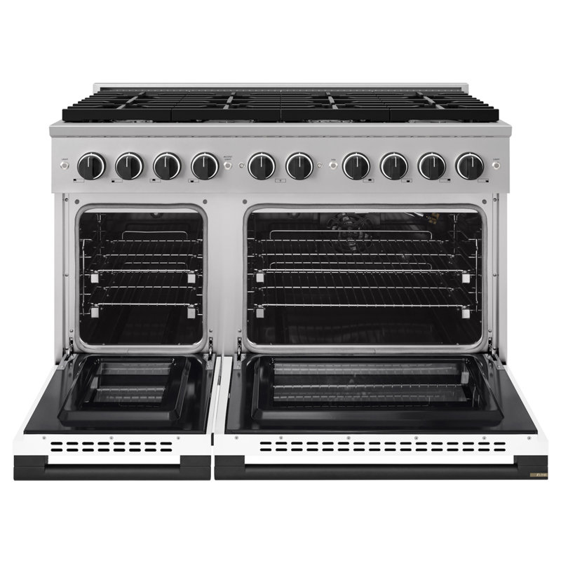 ZLINE Autograph 48 in. Marino Gas Range w/ 8 Gas Burners & White Doors w/ Gold Accents