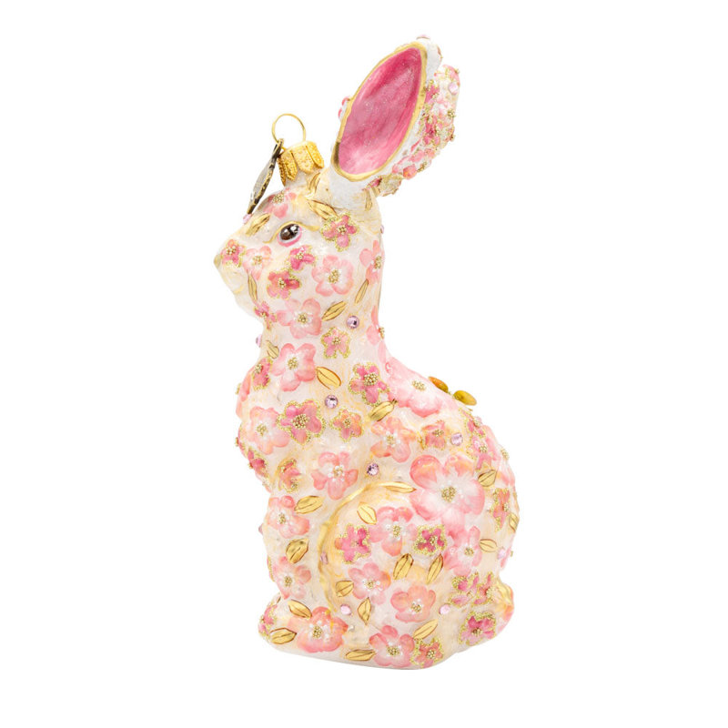 Pink Floral Hopper Ornament, Pink/Cream/White/Gold