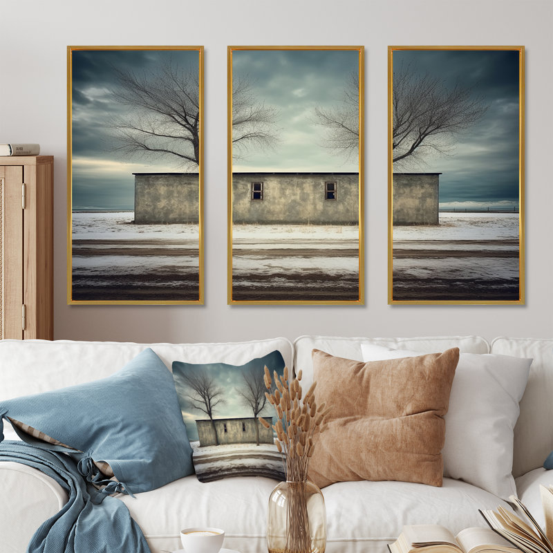 Ensemble de salon Ware Ware Winter Scenery II - Warehouse Wall Art, Cadre flottant doré, H 28 po x l 36 po x P 1 po