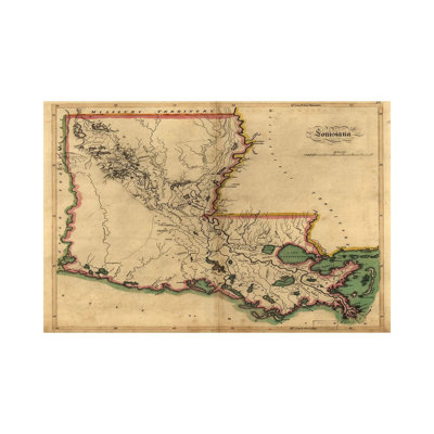 Vintage Louisiana Map by Dan Sproul - Wrapped Canvas Painting