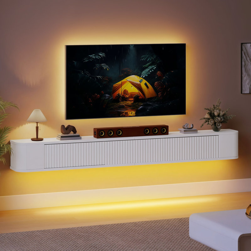 Wall Muonted TV Stand, 20cm H x 180cm L x 25cm W, White
