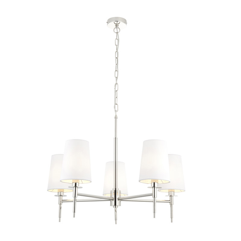 Devi 5 - Light Shaded Chandelier, Bright Nickel