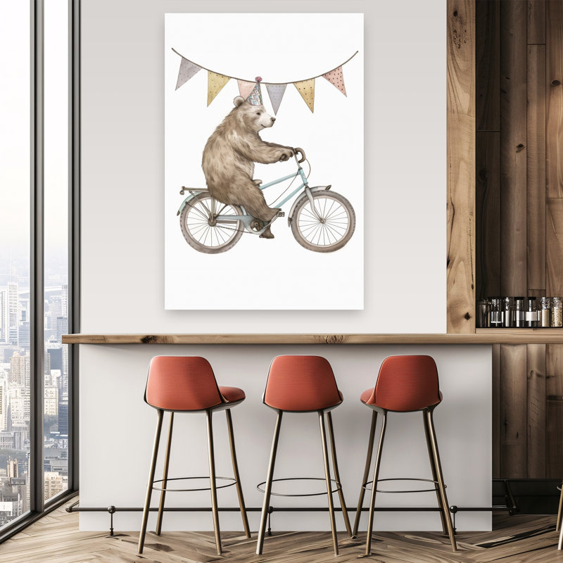 Party Bear On Bike, H 60 po x l 40 po
