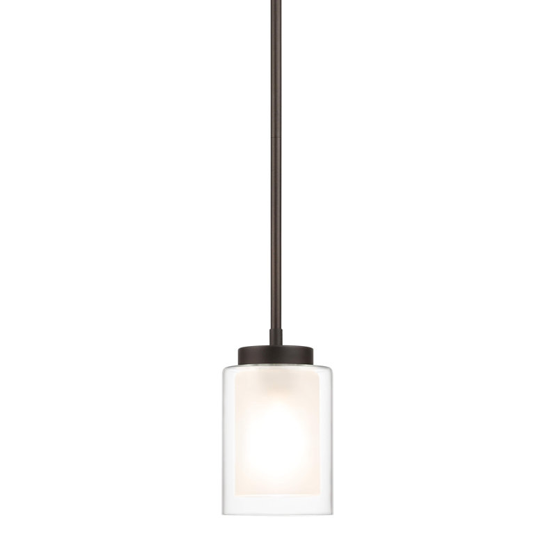 Mini luminaire suspendu 1 lumière avec double verre suspendu, Bronze foncé