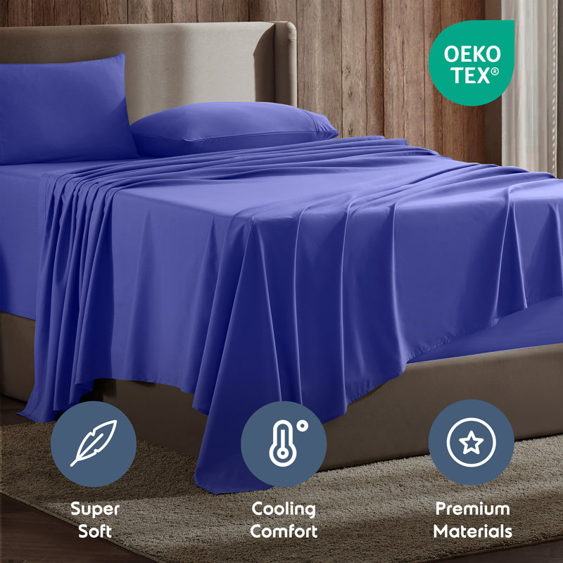 Luxury Collection Classic Smooth Thread Sheet Set, Tanzanite Blue, Split King