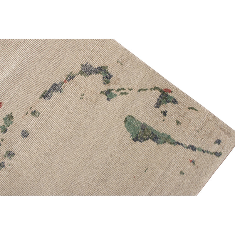 Distressed Homage Hand Knotted Wool Abstract Area Rug, Rectangle 10' x 14'