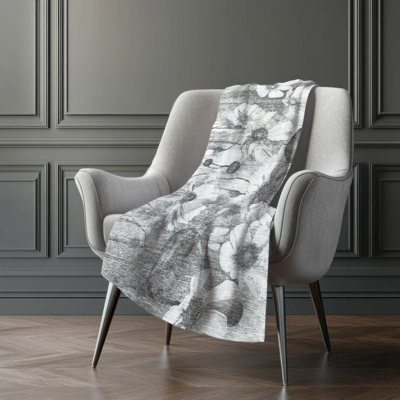 Addison Machine Washable Sherpa ASB712 Floral Throw Blanket